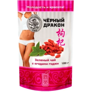 Зеленый чай с натуральными ягодами Годжи листовой 100 гр «Черный Дракон»